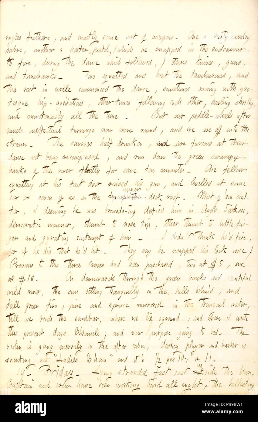 1737 Thomas Butler Gunn Diaries- Volume 6, page 85, 18 et 19 août, 1853 Banque D'Images