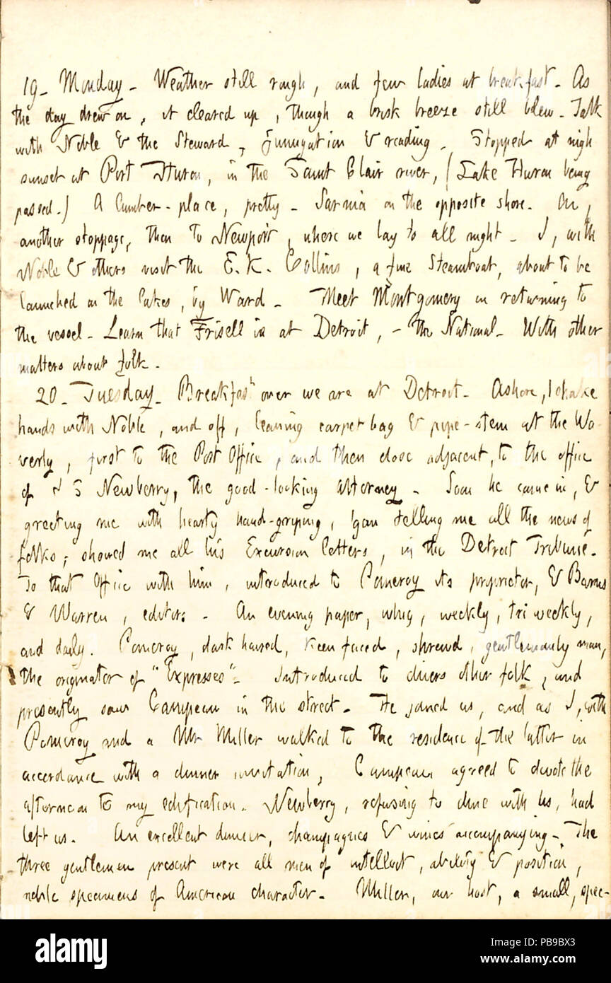 1736 Thomas Butler Gunn Diaries- Volume 6, page 112, 19 et 20 septembre 1853 Banque D'Images