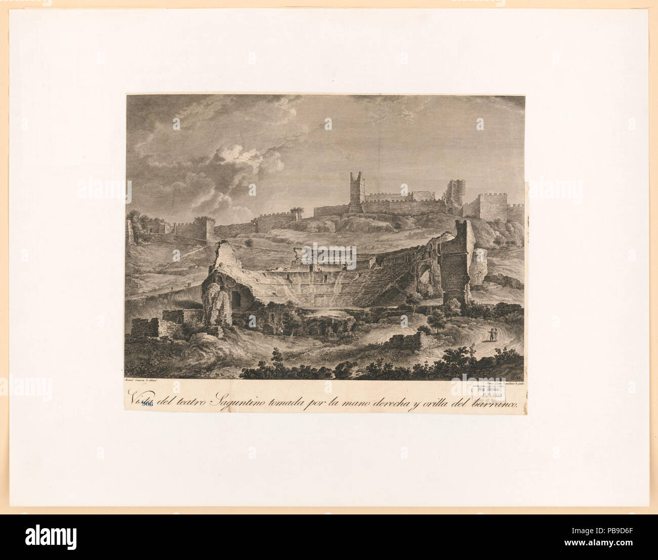 Http://hdl.loc.gov/loc.pnp/pga.07372 1822 Vista del teatro saguntino tomada por la mano derecha y orilla del barranco RCAC2003671459 Banque D'Images