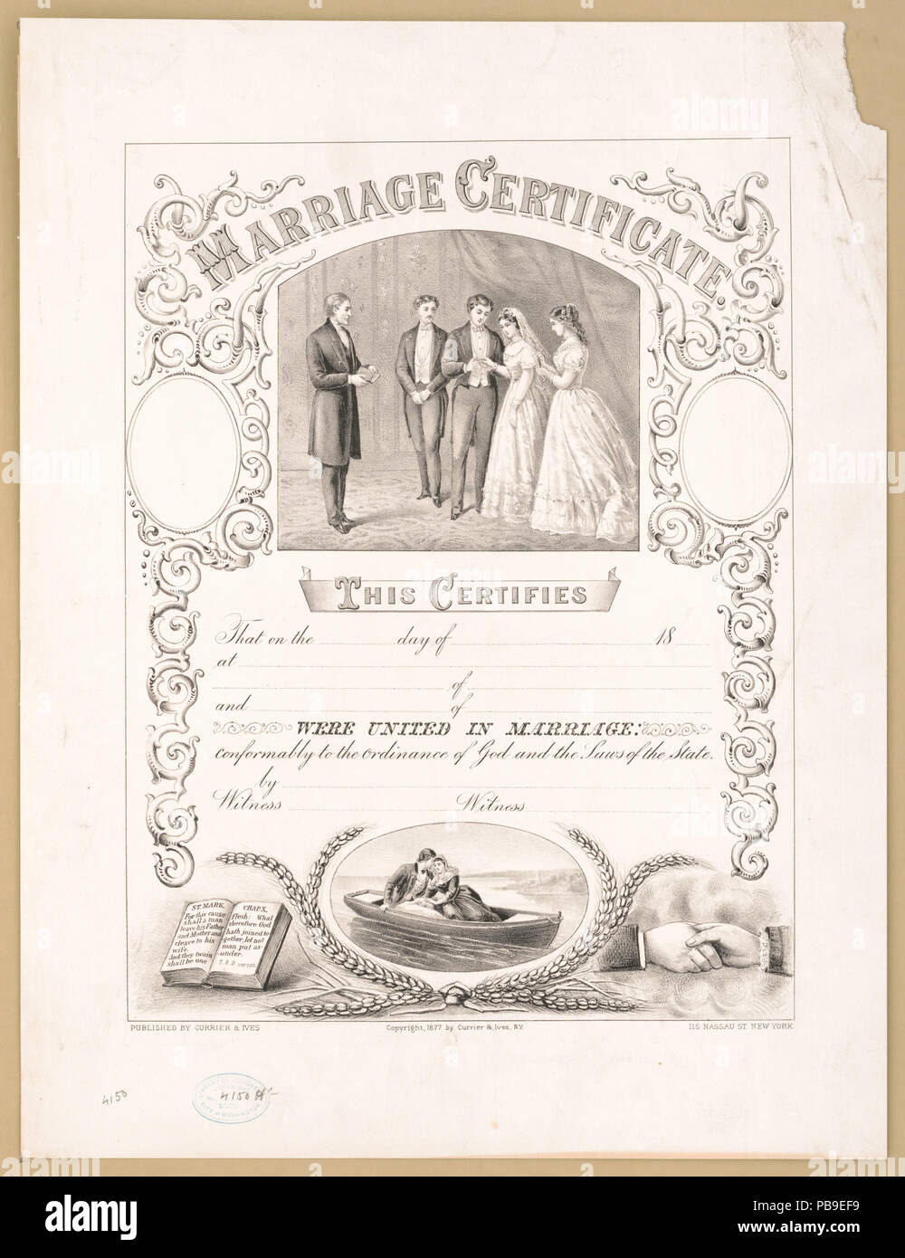 1000 Certificat de mariage RCAC2002710018 Banque D'Images