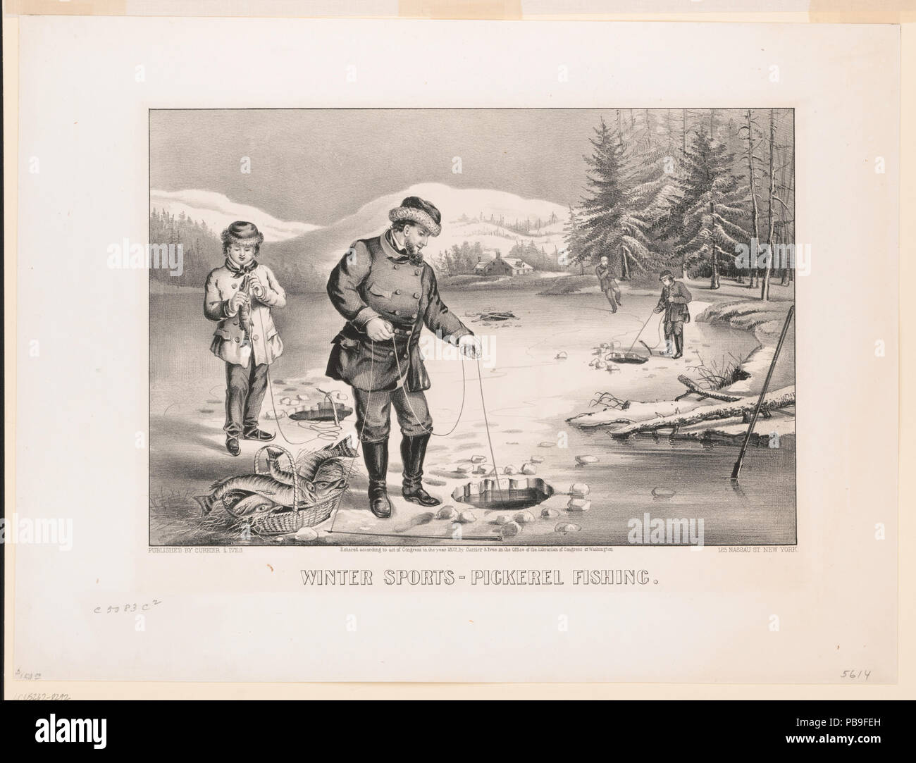 1862 - sports d'hiver pêche brochet RCAC2002698841 Banque D'Images