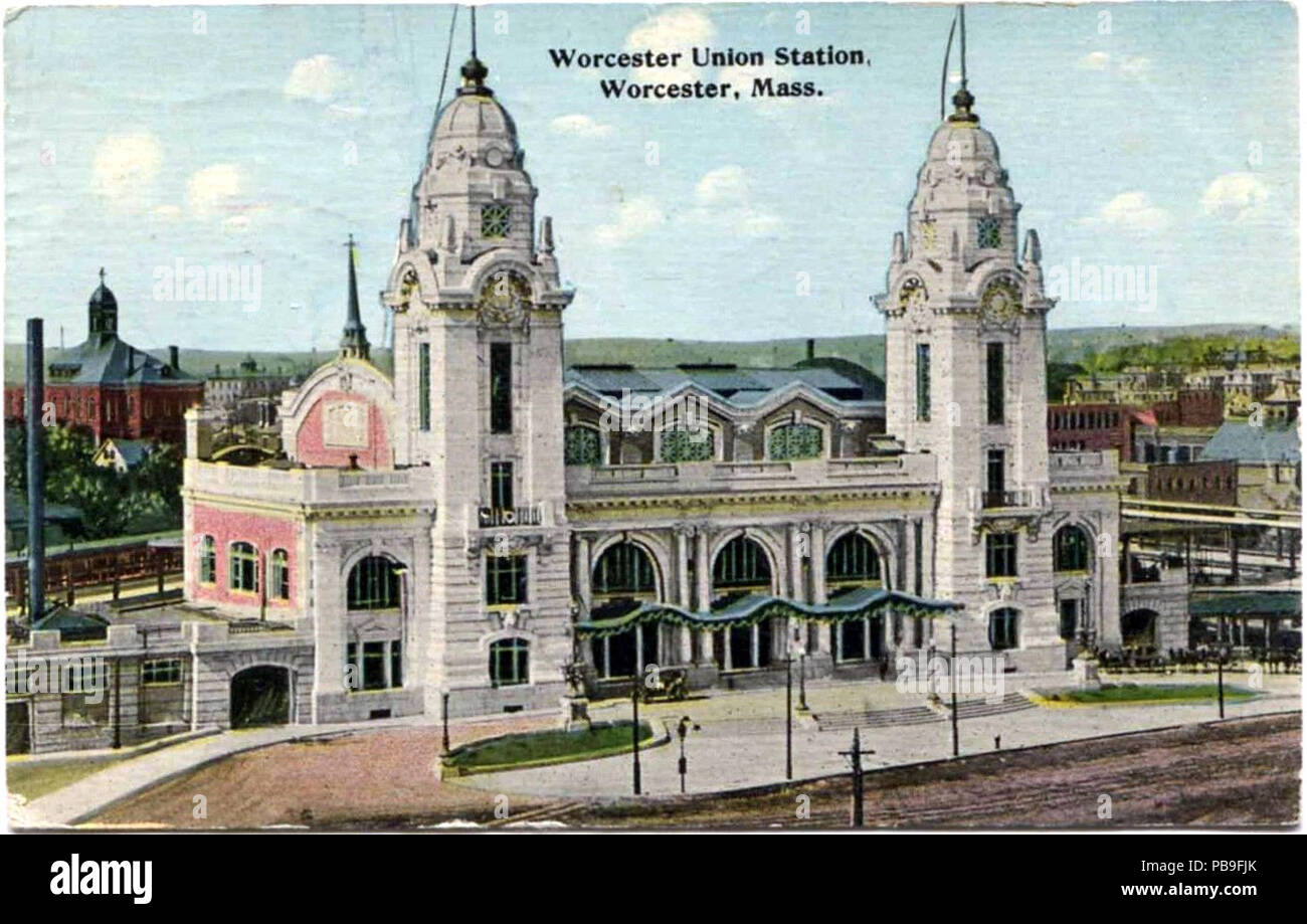 1869 Worcester Union Station 1911 Postcard Banque D'Images