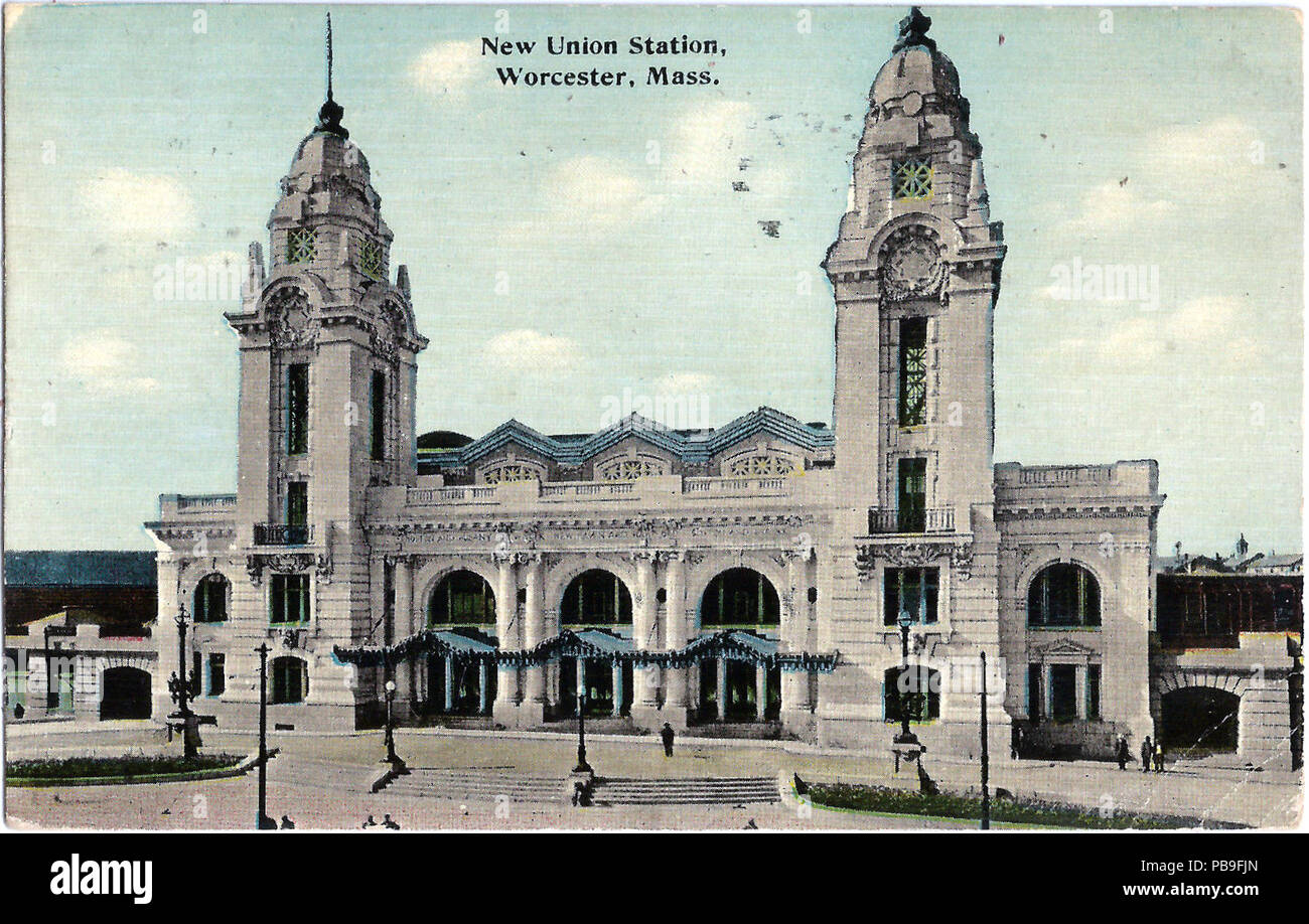 1869 Worcester Union Station 1912 Postcard Banque D'Images