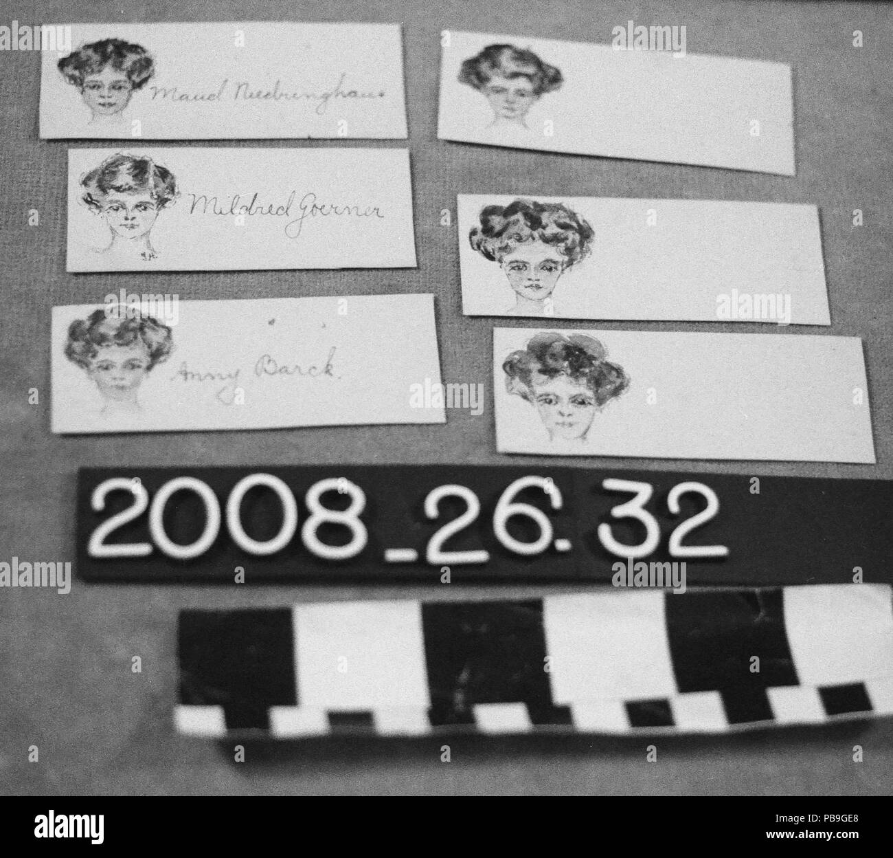 1541 Six Placecards peint à la main par l'Irma Hesse Banque D'Images