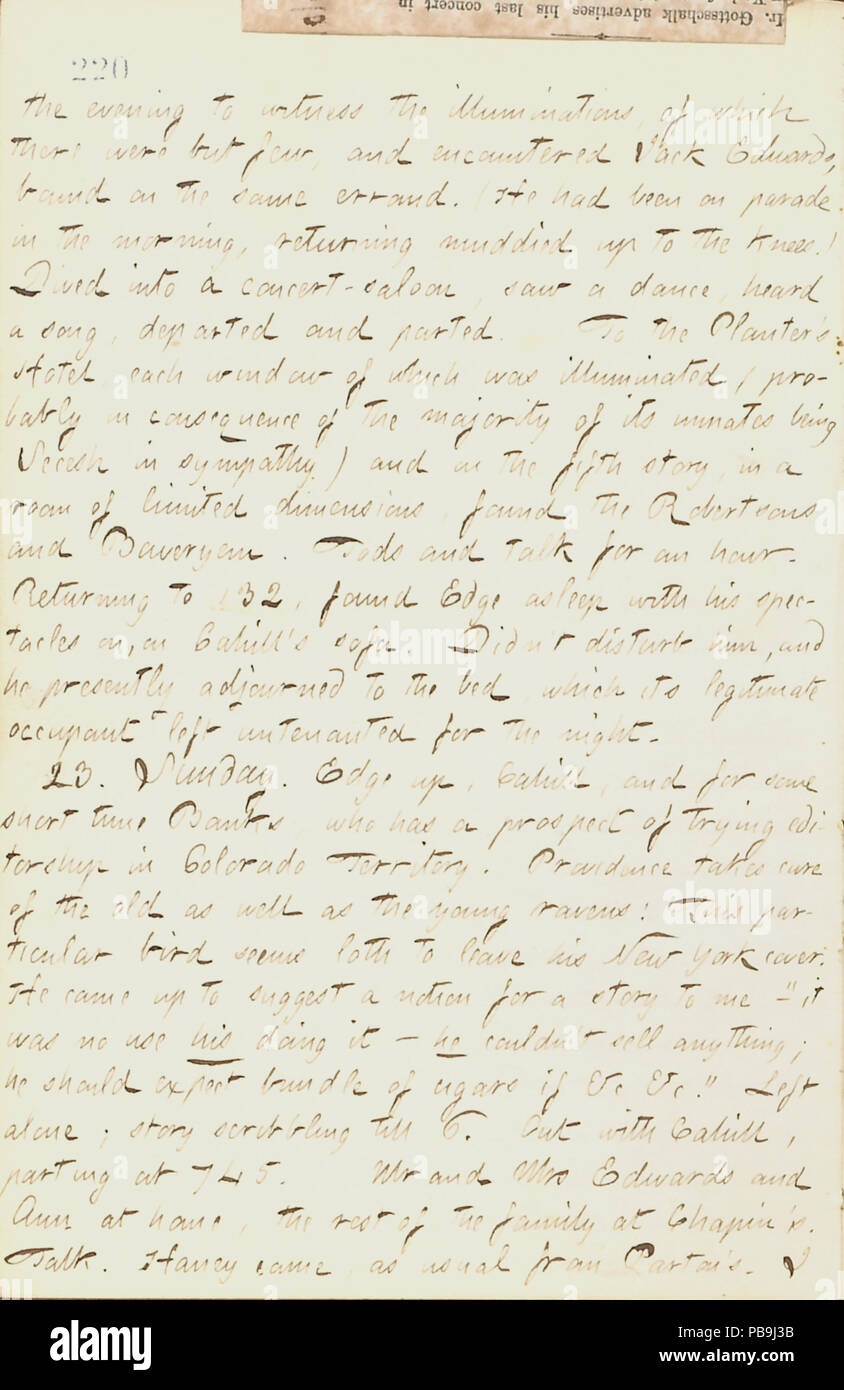 1728 Thomas Butler Gunn Diaries- Volume 18, page 243, Février 22, 1862 Banque D'Images