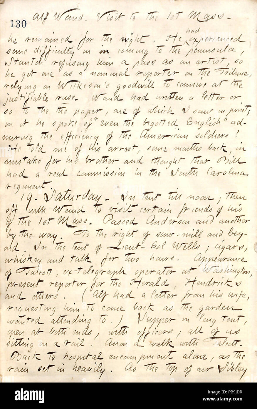 1729 Thomas Butler Gunn Diaries- Volume 19, page 145, Avril 18, 1862 Banque D'Images