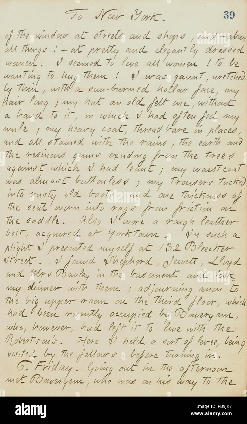 1731 Thomas Butler Gunn Diaries- Volume 20, page 47, le 5 juin 1862 Banque D'Images