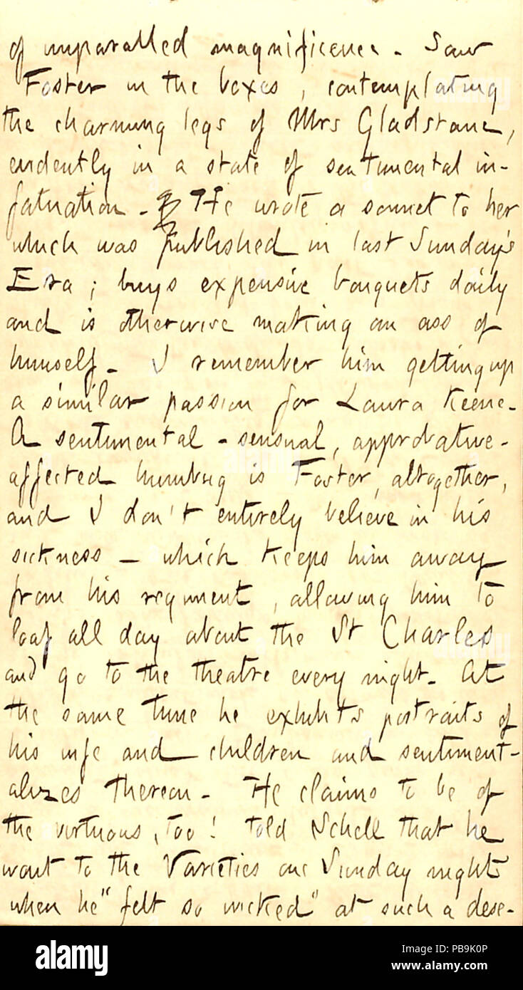 1734 Thomas Butler Gunn Diaries- Volume 22, page 97, 4 mars 1863 Banque D'Images