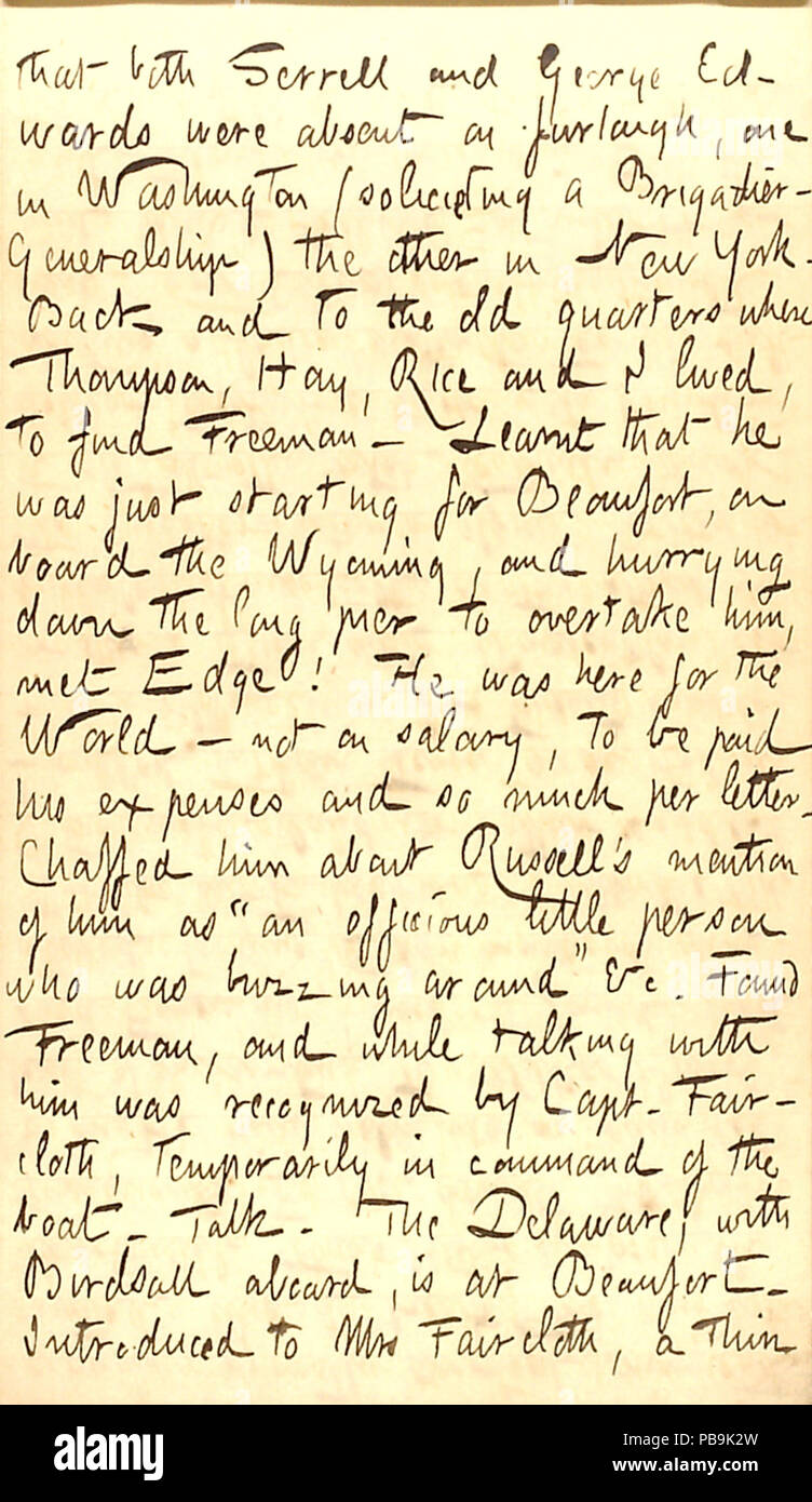 1733 Thomas Butler Gunn Diaries- Volume 22, page 145, le 18 mars 1863 Banque D'Images