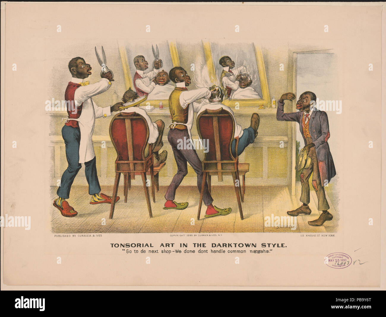 1756 Tonsorial art dans le style darktown- "rendez-vous de next shop-nous fait ne pas gérer." commun niggahs RCAC2002697149 Banque D'Images