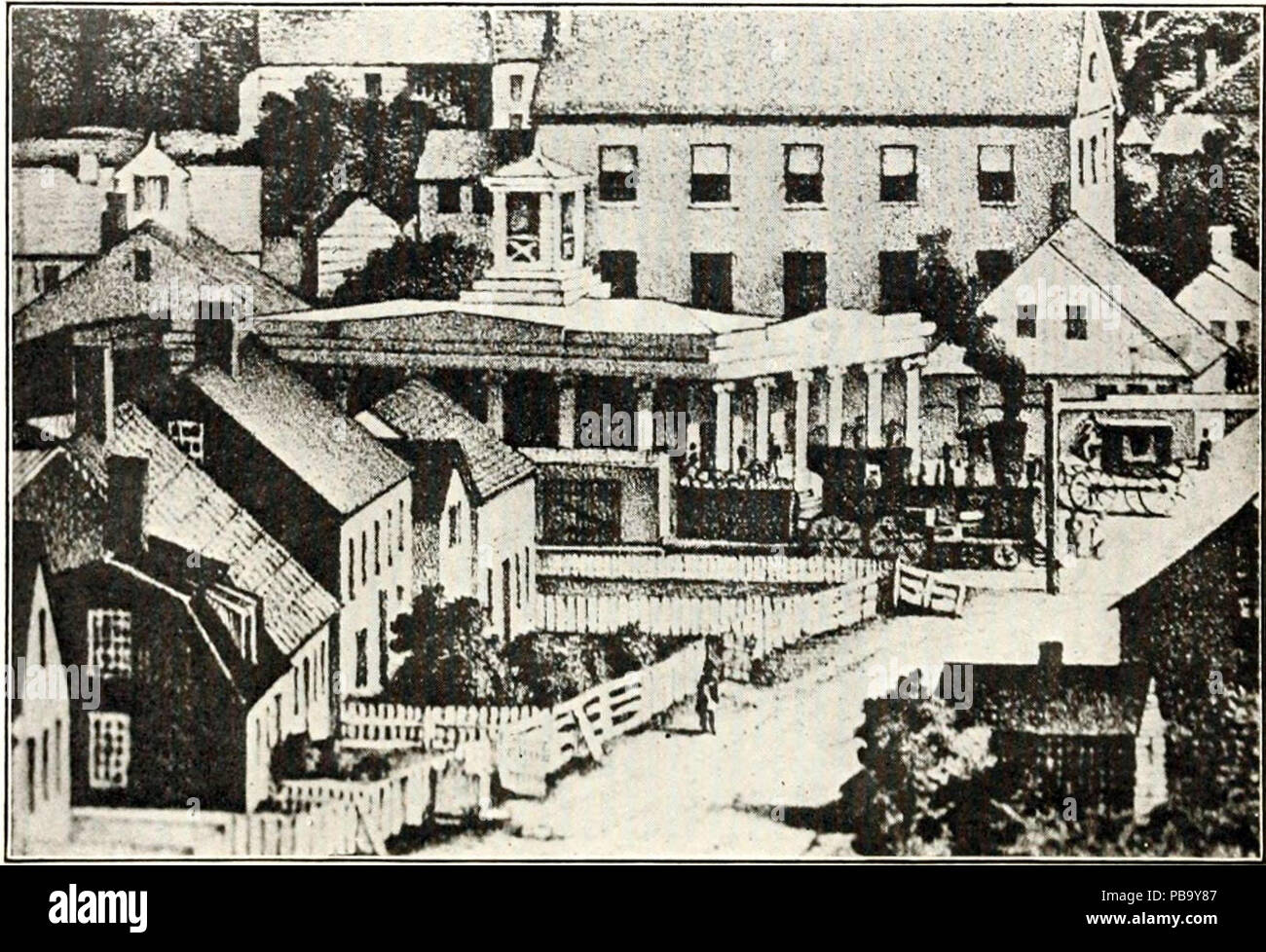 747 station de Haverhill, lithographie 1850 Banque D'Images