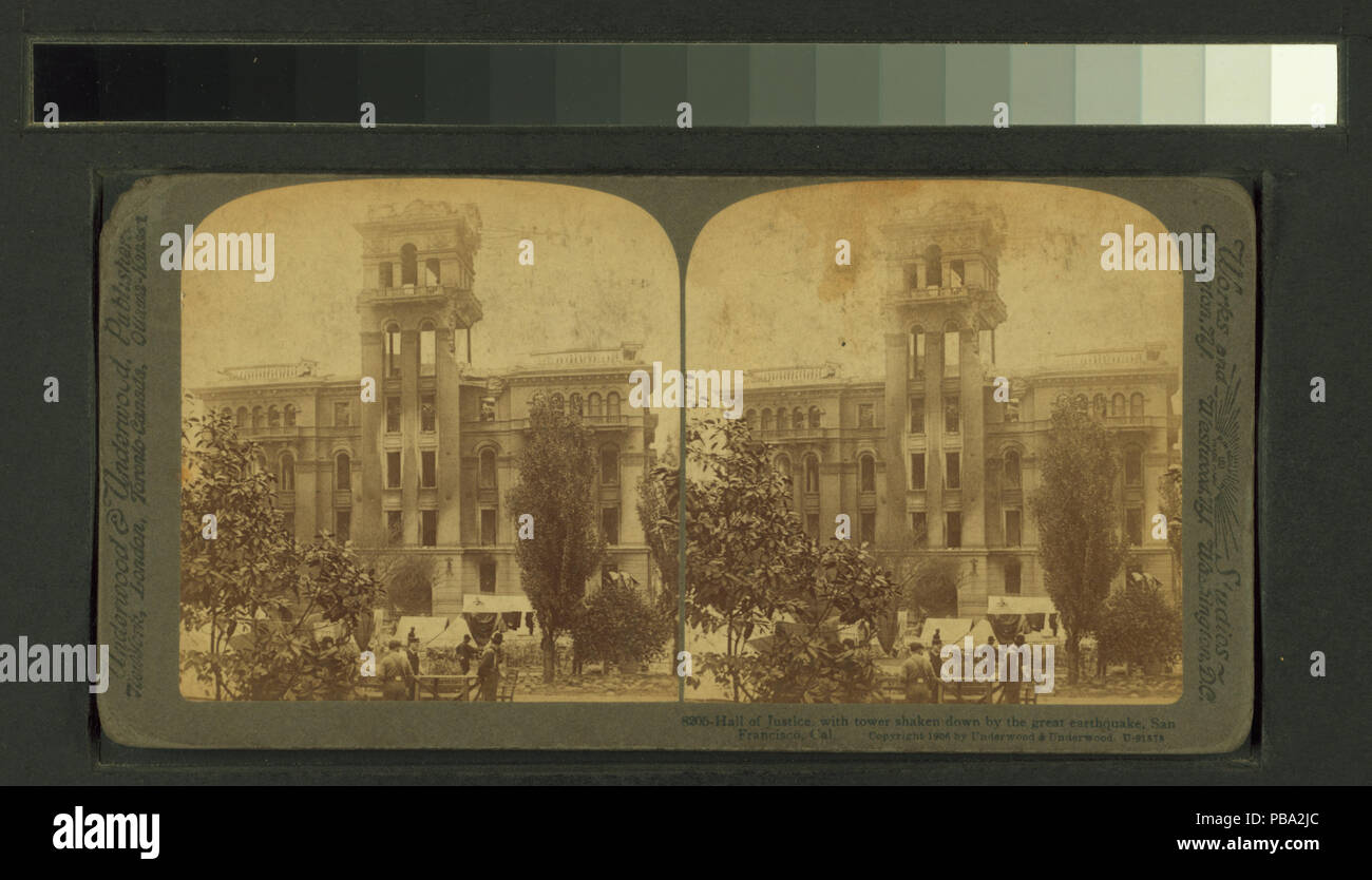739 Salle de Justice, avec tour ébranlée par le grand tremblement de terre, San Francisco, Cal (NYPL b11707337-G89F415 011F) Banque D'Images