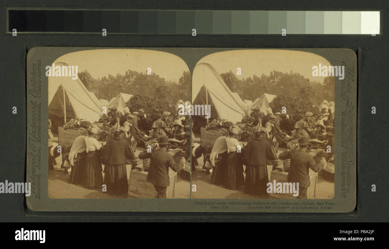 1252 Le travail de soulagement, la distribution de vêtements pour les victimes du tremblement de terre, San Francisco, Cal (NYPL b11707337-G89F415 014F) Banque D'Images