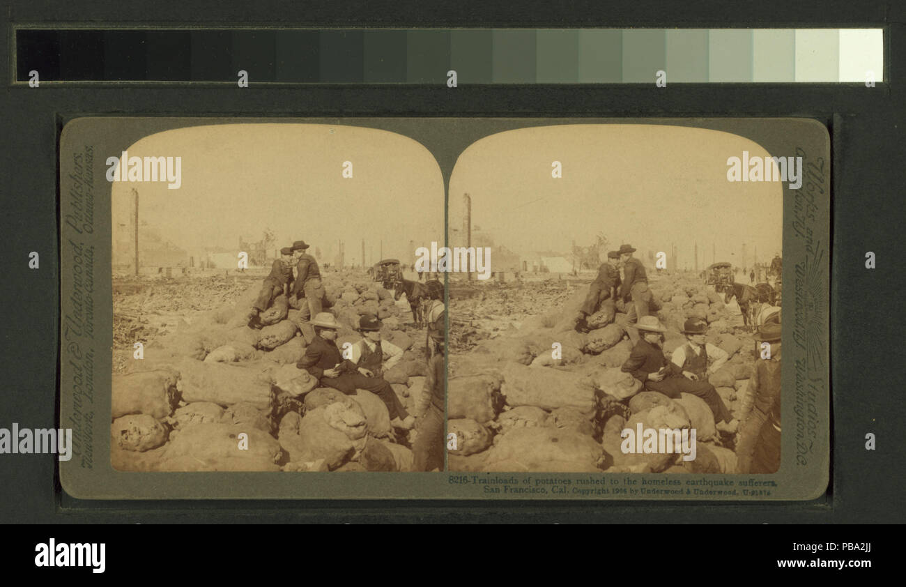 1770 Trains de pommes de terre se sont précipités sur les sans-abri victimes du séisme, San Francisco, Cal (NYPL b11707337-G89F415 016F) Banque D'Images