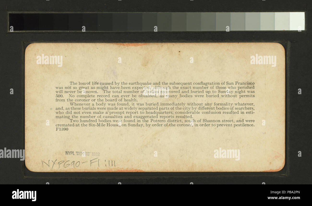 1659 La quête sans fin pour les disparus dans le séisme et l'incendie a dévasté les ruines de San Francisco (NYPL b11707375-G90F001 111B) Banque D'Images