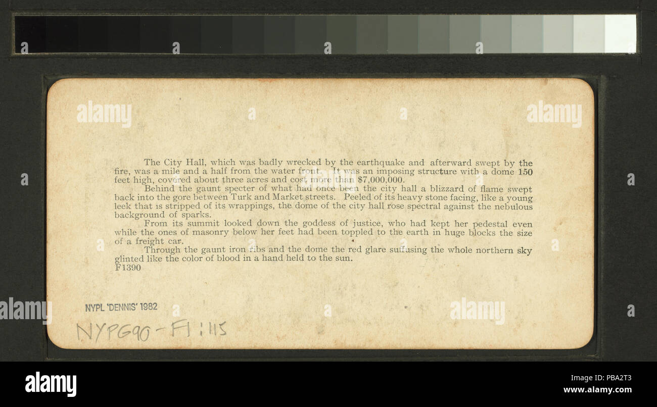 1714 L'épave du San Francisco's magnificent city hall immeuble détruit par un tremblement de terre et de feu (NYPL b11707375-G90F001 115B) Banque D'Images
