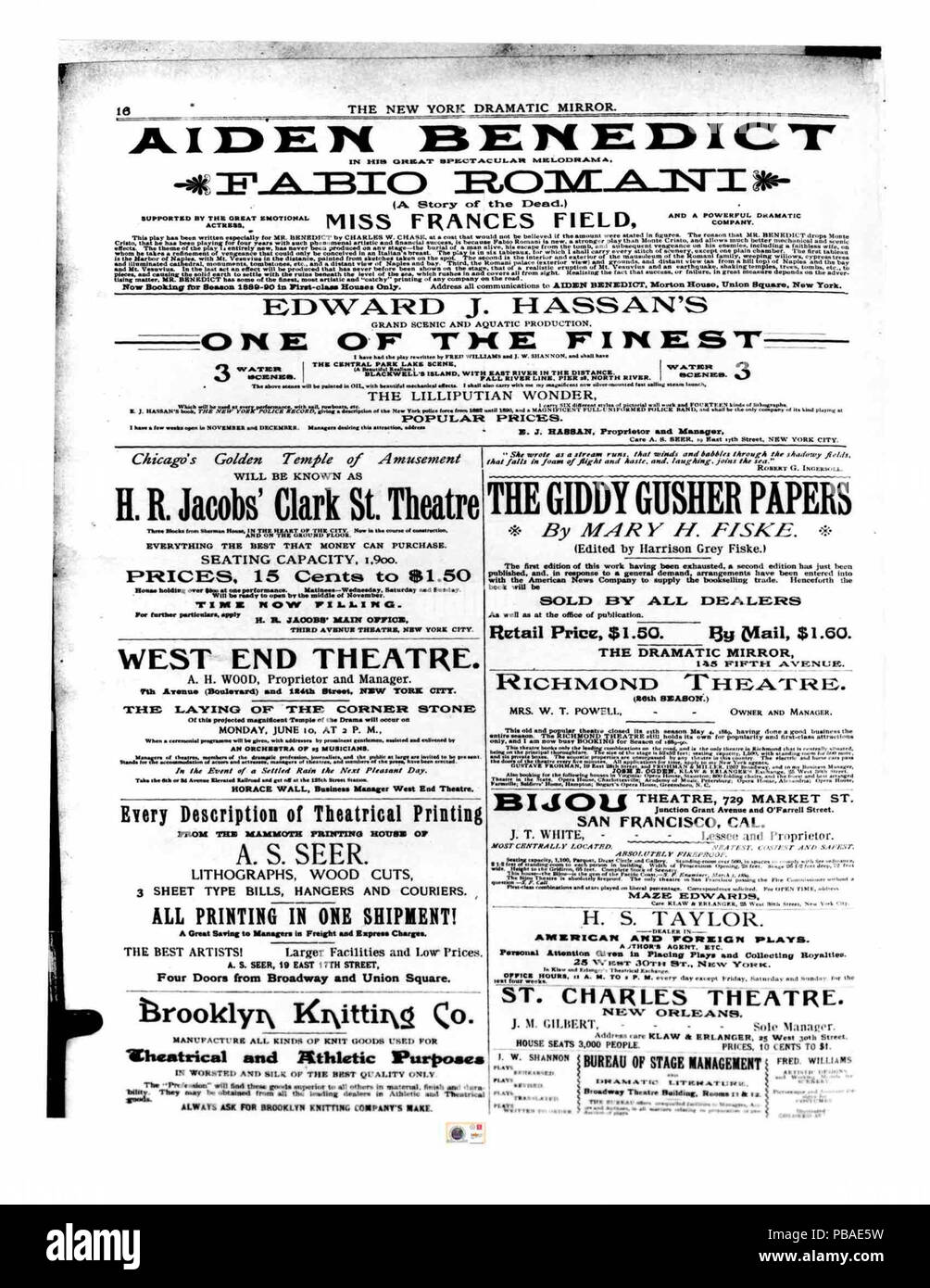 1096 New York 1889-06-08 Miroir dramatique p. 16 Banque D'Images