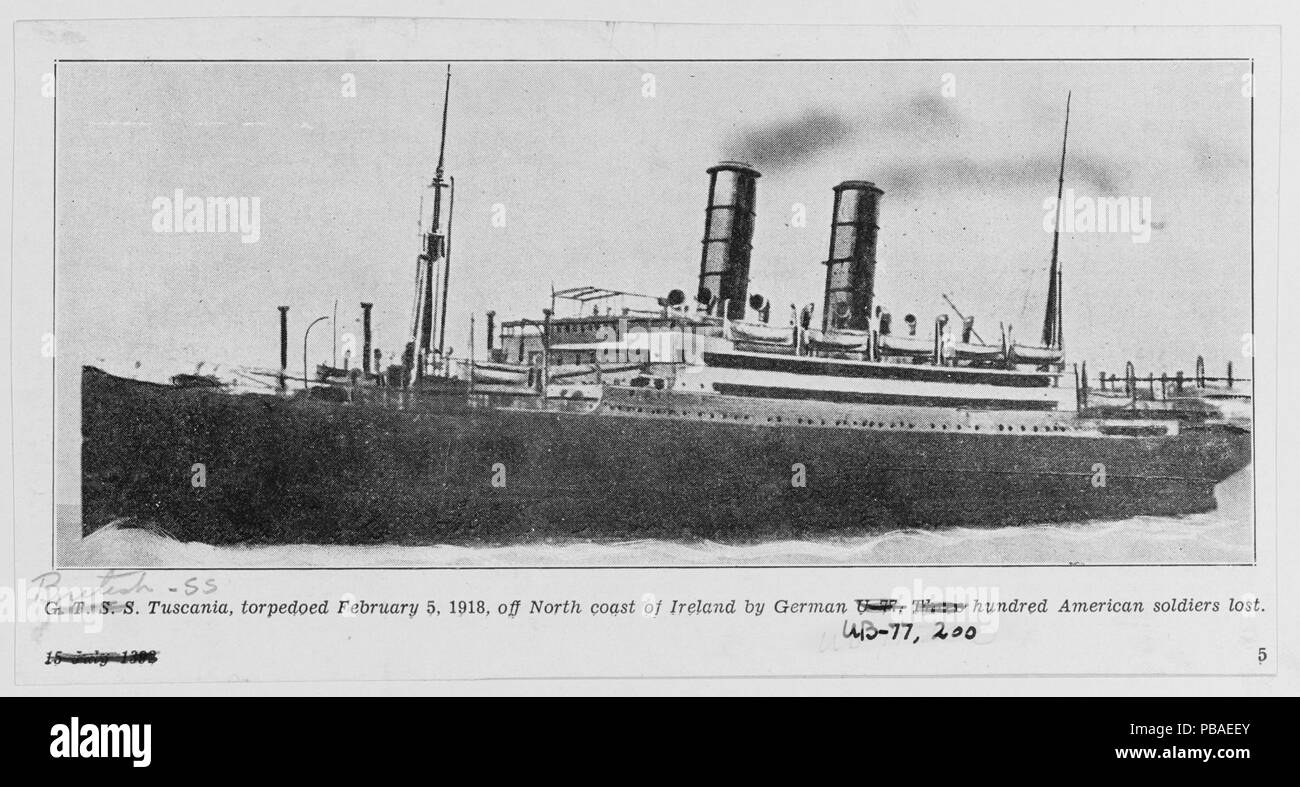 1098 NH 94455 S.S. Tuscania (British Transport, 1915-1918) Banque D'Images