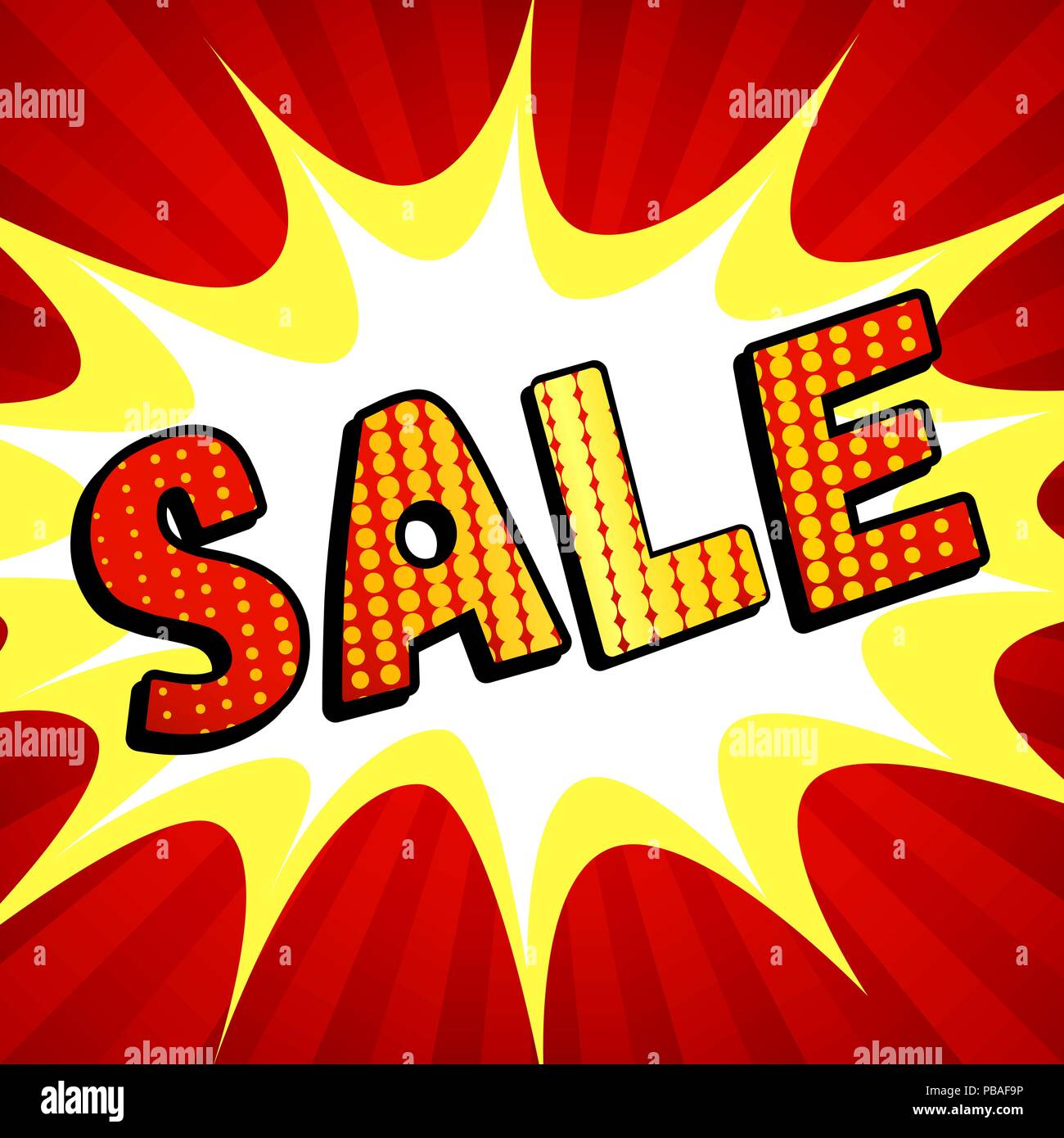 Retro Vente bannière sur rayons rouges arrière-plan. Vintage poster sell-out. Vector illustration. Illustration de Vecteur