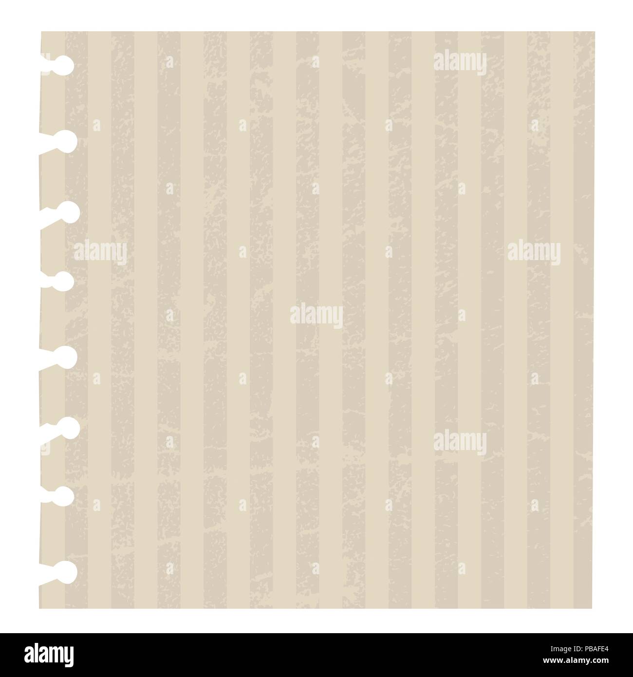 Vector retro papier. Rayures et éraflures. Old texture. Beige. Page notes carré Illustration de Vecteur