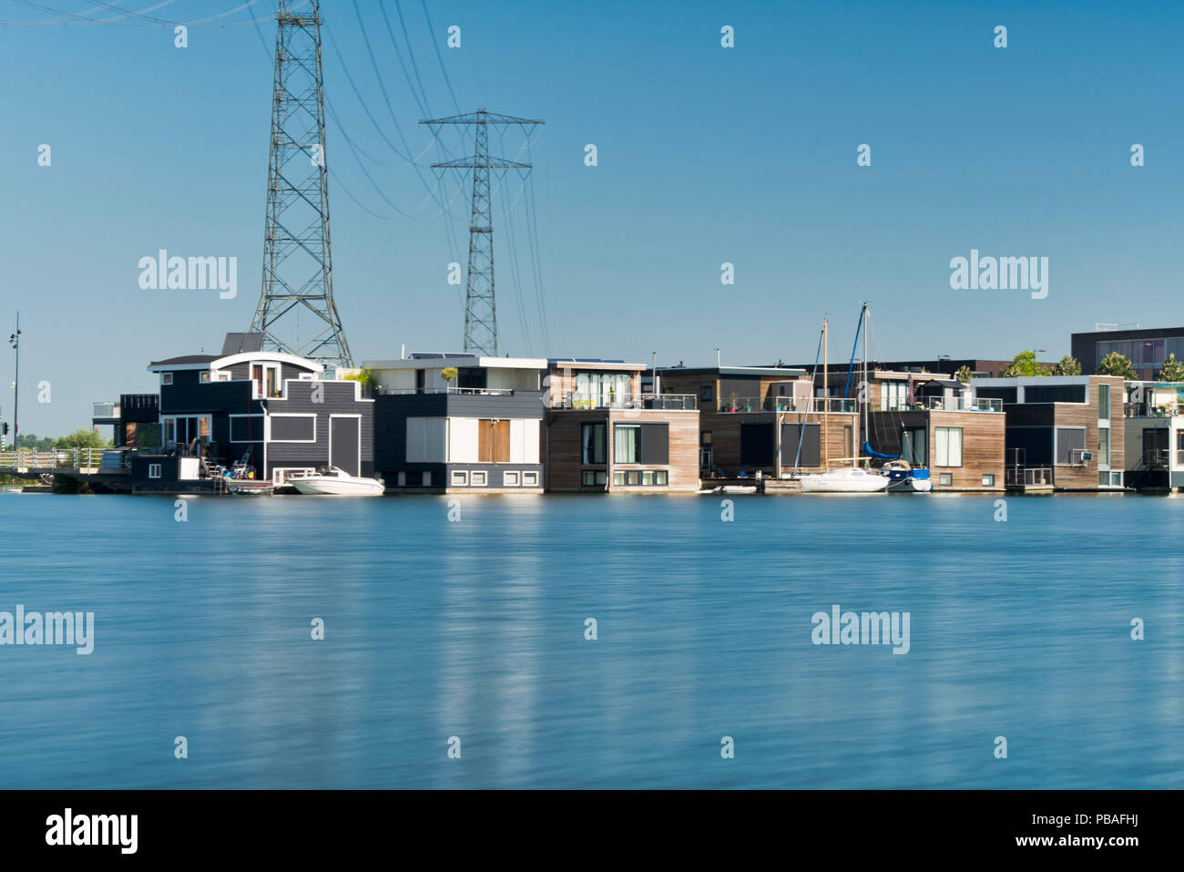 Maisons de l'eau à IJburg, Amsterdam Pays-Bas Banque D'Images