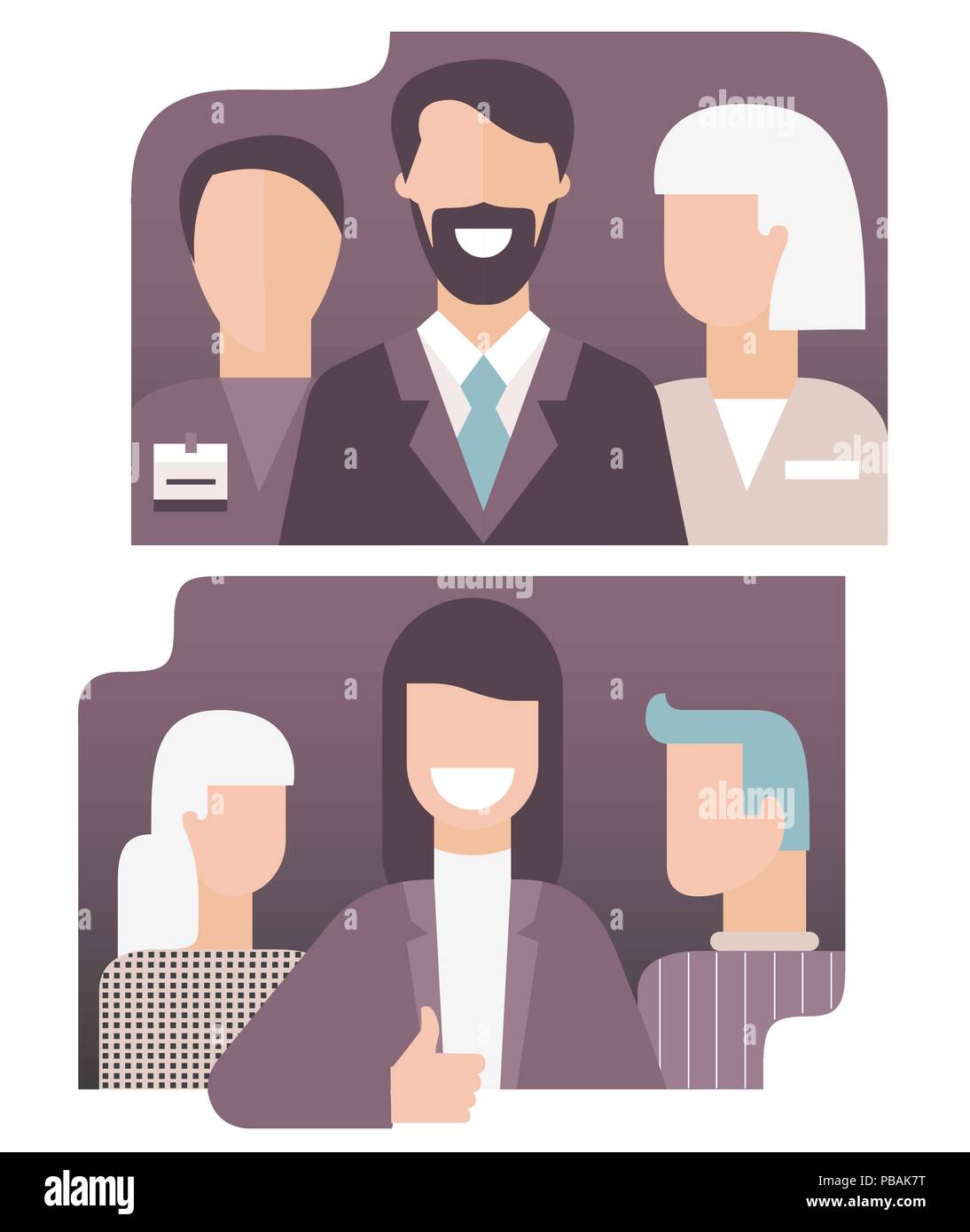 Vector set de gens d'affaires d'icônes dans télévision style gradient Illustration de Vecteur