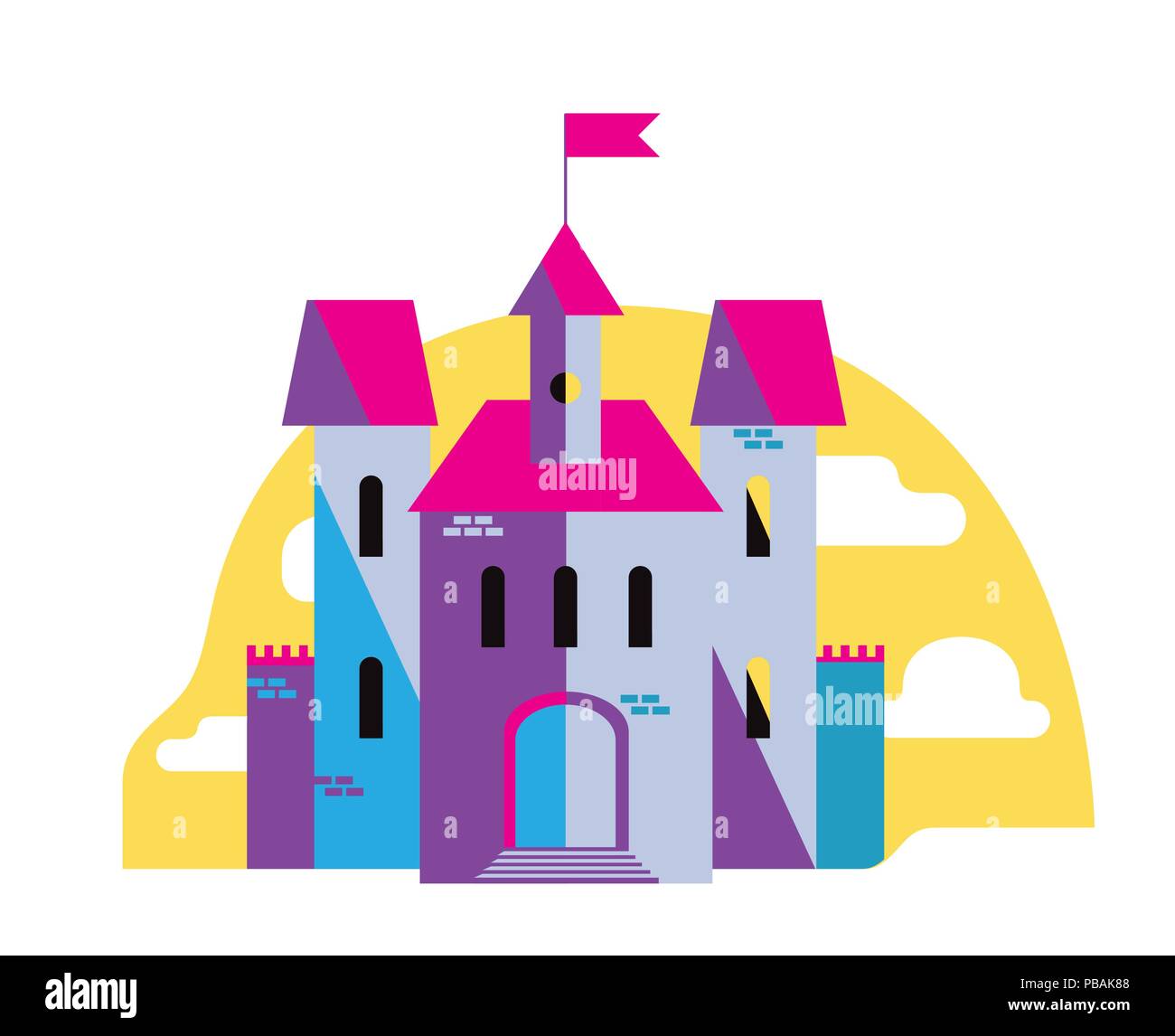 Magic Castle, style plat vector illustration Illustration de Vecteur
