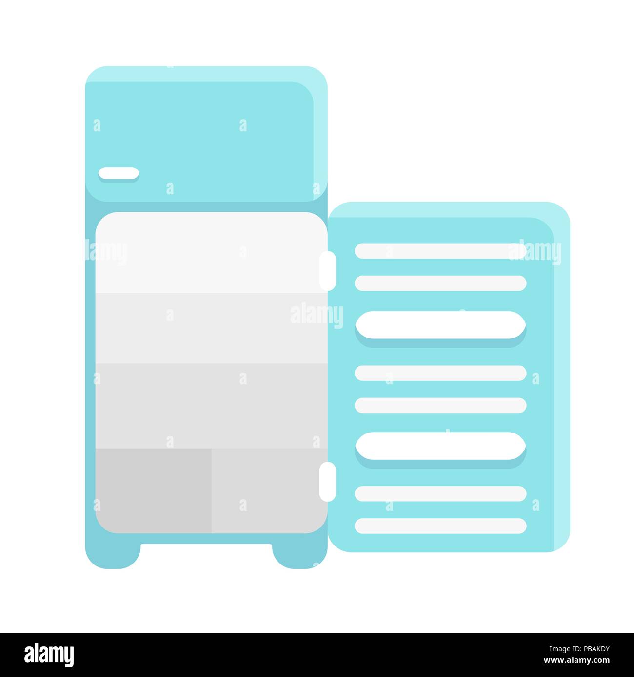Réfrigérateur avec porte ouverte, télévision, style gradient vector illustration isolé sur fond blanc Illustration de Vecteur