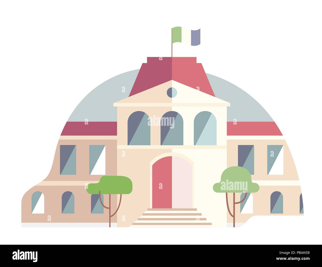 Télévision de l'hôtel de ville d'élégance, isolé sur blanc sign Illustration de Vecteur