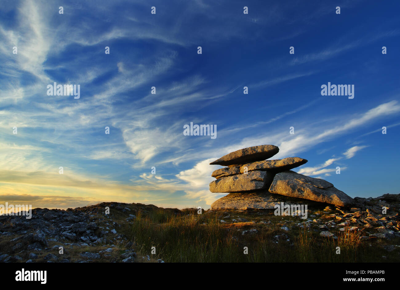 Showery Tor sur Bodmin Moor à Cornwall, Royaume-Uni Banque D'Images