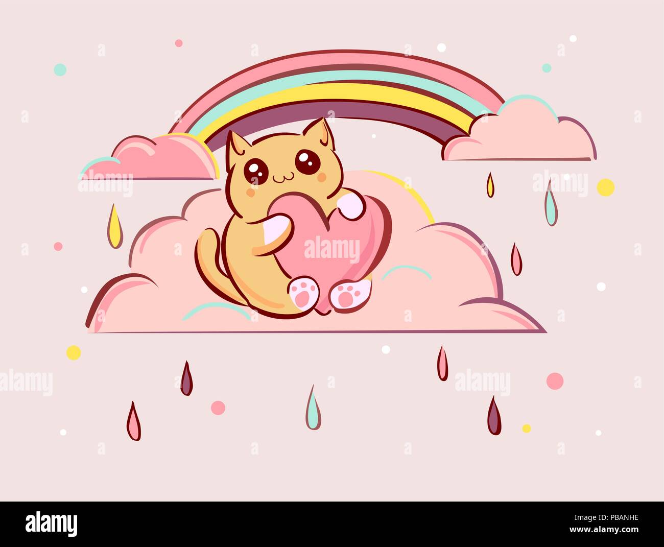 Kawaii Cute Cartoon Chat Avec Coeur Sur Nuages Rose Vector Illustration Image Vectorielle Stock Alamy Kawaii Cute Cartoon Chat Avec Coeur Sur Nuages Rose Vector Illustration Image Vectorielle Stock Alamy