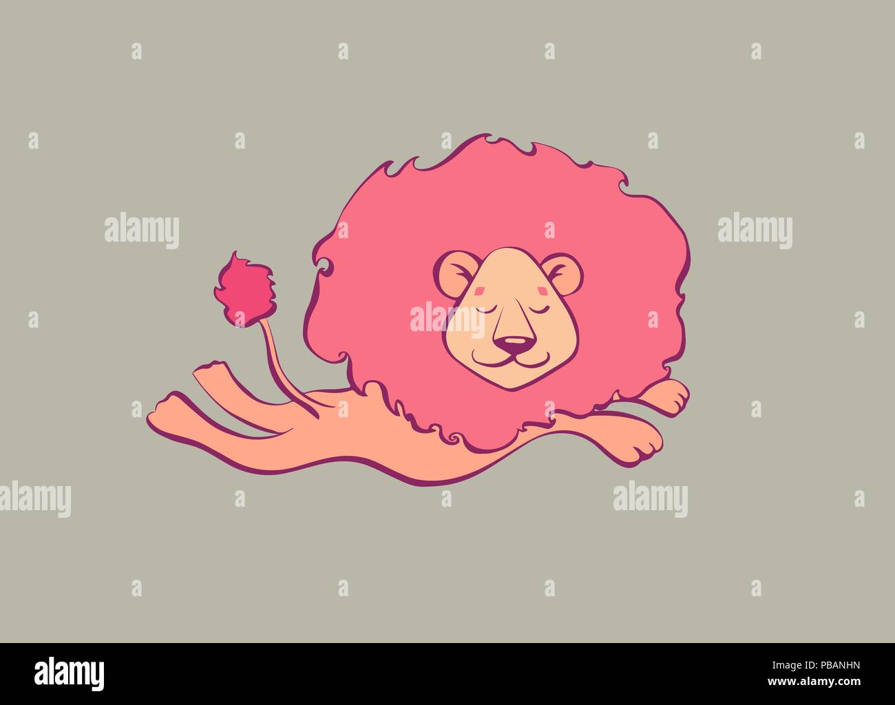 Détente rêve cartoon lion vector illustration, couleurs pastel Illustration de Vecteur