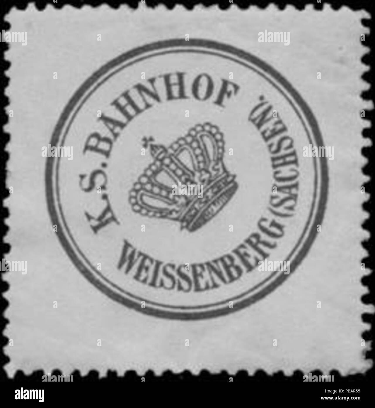 1432 Siegelmarke K.S. Bahnhof Weissenberg-Sachsen W0358626 Banque D'Images