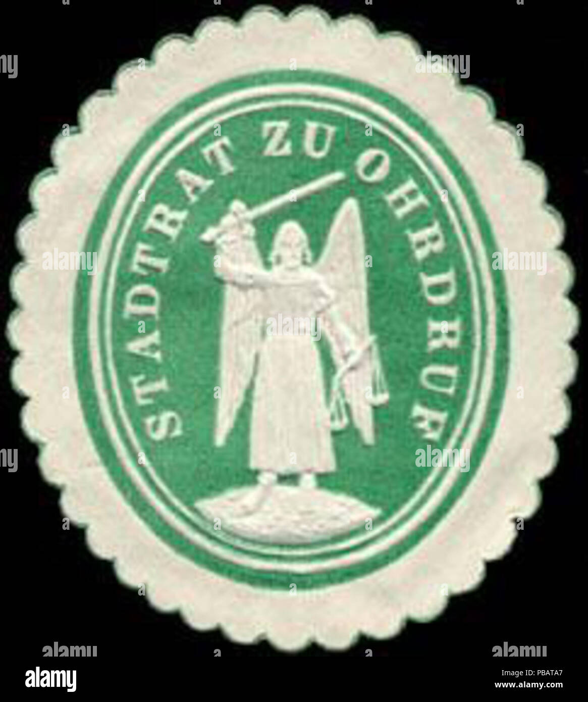 1525 Siegelmarke Stadtrat zu Ohrdruf (Engel) W0227120 Banque D'Images