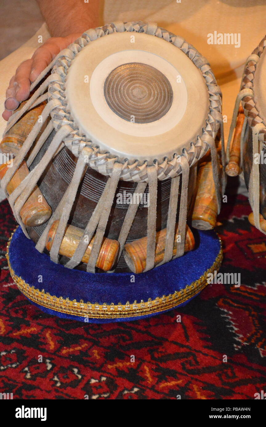 Zoom sur un Tabla (instrument de musique indienne) Banque D'Images