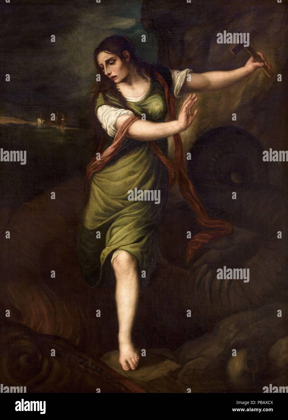 Salvador Gutierrez / 'Saint Marguerite', vers 1860, huile sur toile, 1,84 x 1,38 m. Banque D'Images