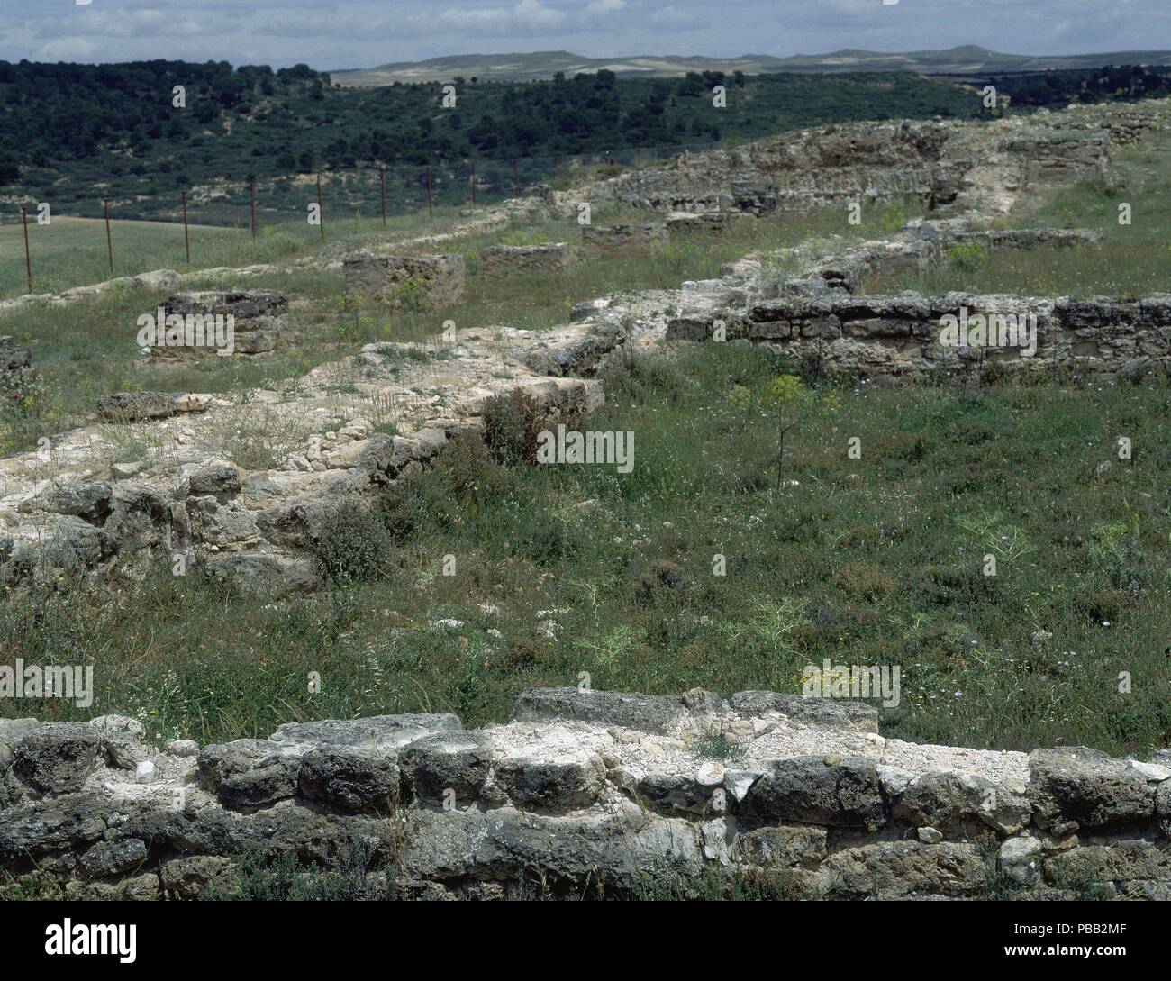 RUINAS DE RECOPOLIS - CIUDAD VISIGODA FUNDADA EN 578 POR LEOVIGILDO. Emplacement : CERRO DE LA OLIVA / RUINAS DE RECOPOLIS, ZORITA DE LOS CANES, ESPAGNE. Banque D'Images