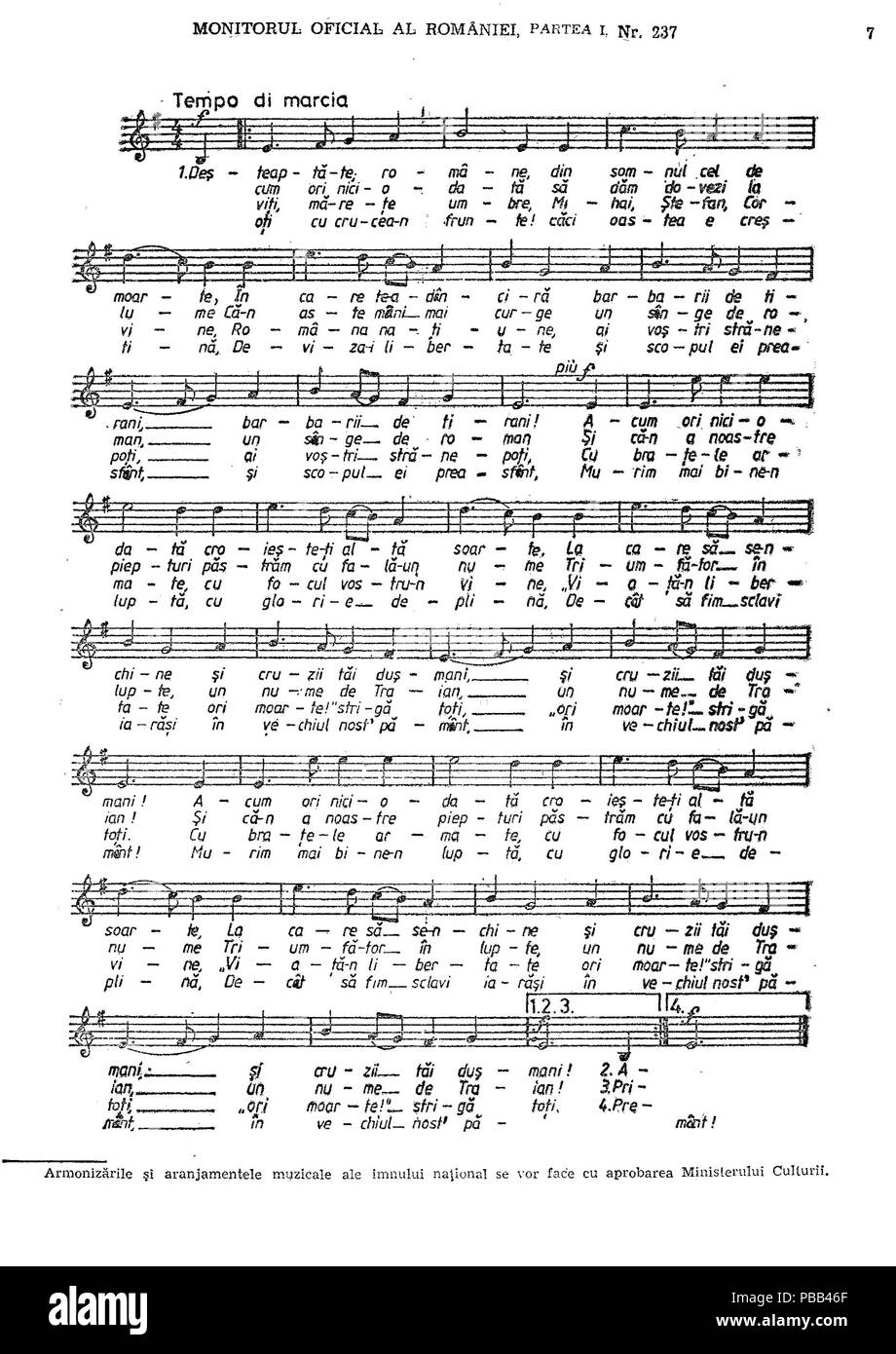 1082 Hymne national de la Roumanie (page 3) Banque D'Images
