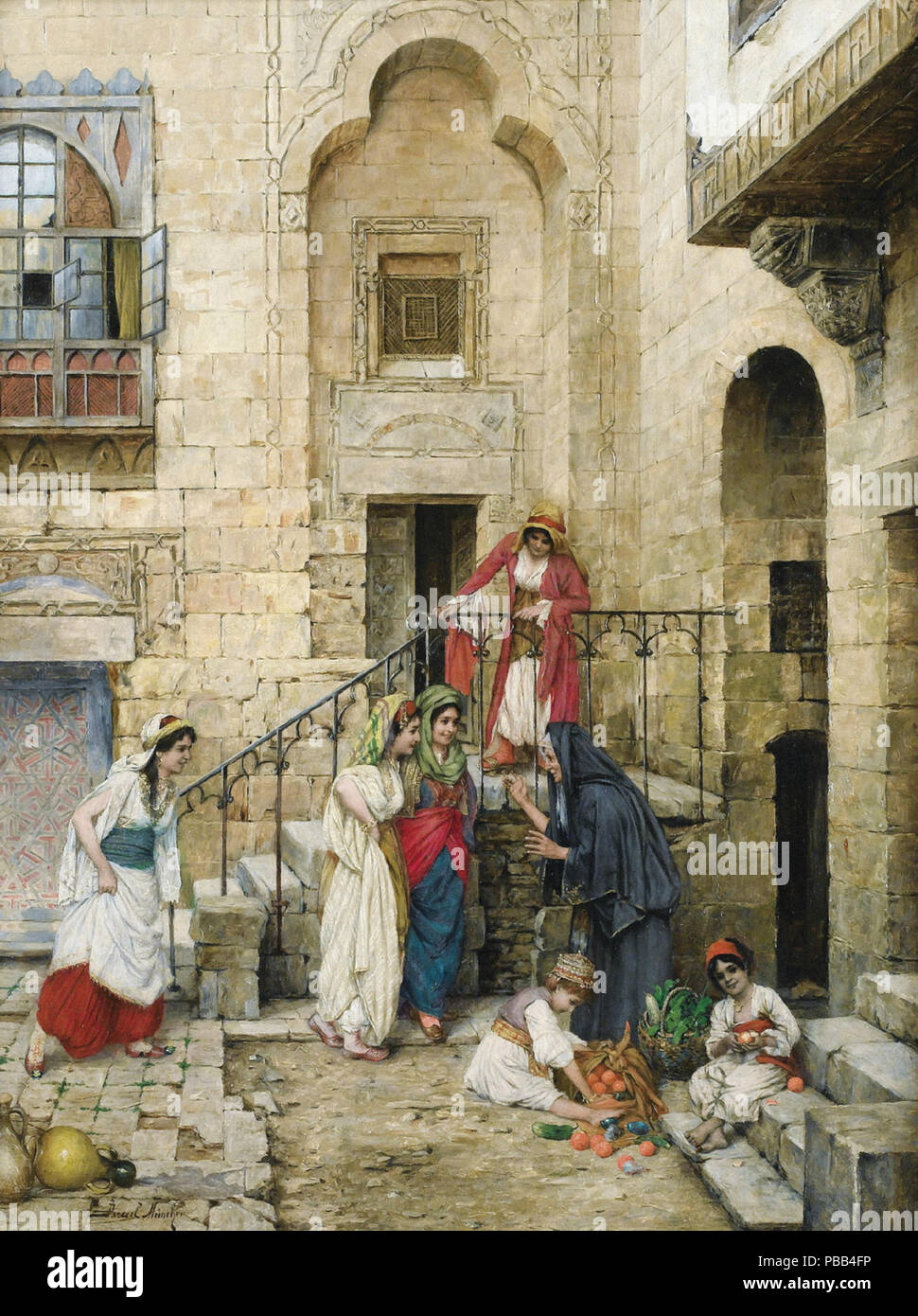 Israël Daniel - Les femmes dans une cour d'Orient Banque D'Images