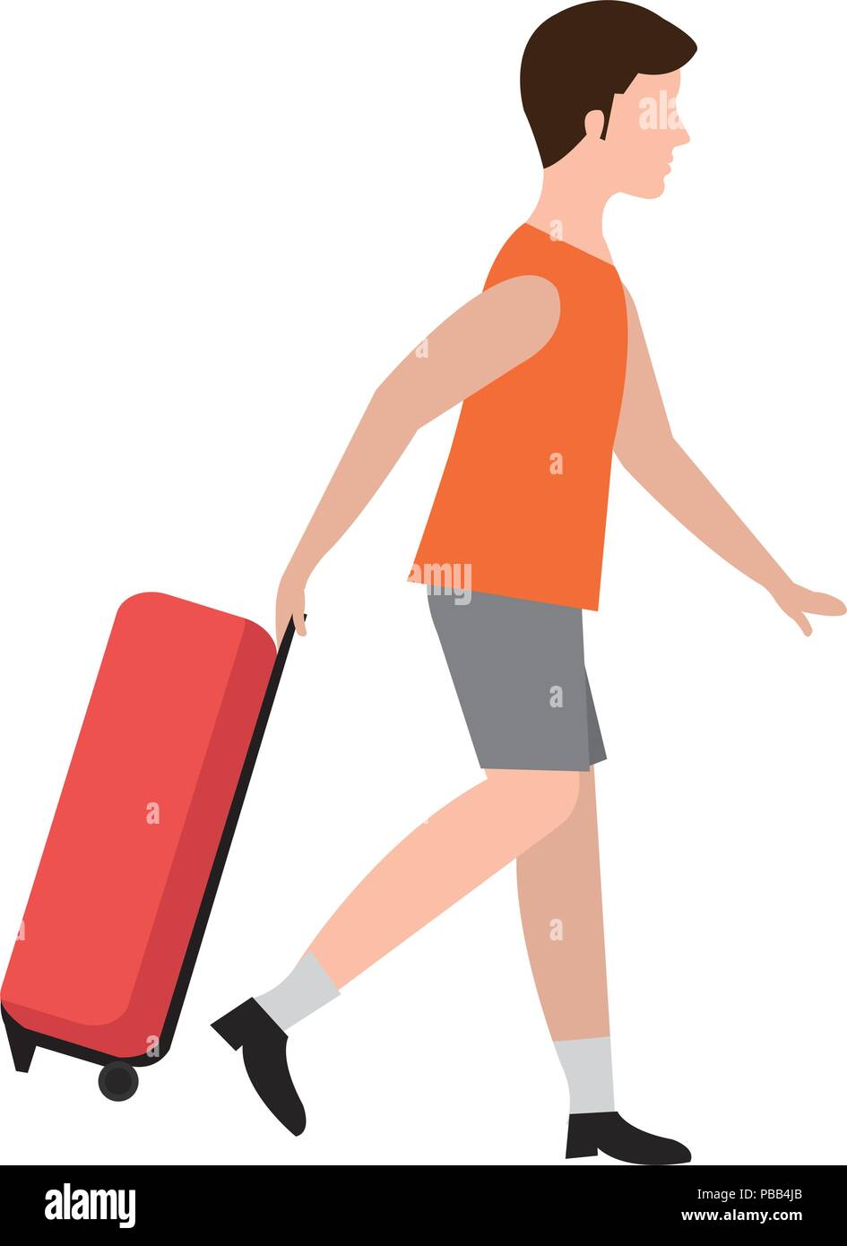 Jeune homme à la valise de voyage Illustration de Vecteur