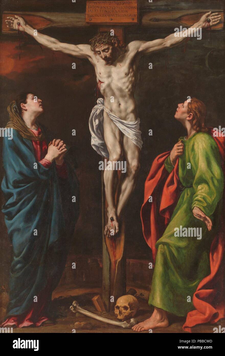 Luis Tristán / "La crucifixion". Ca. 1613. Huile sur toile. Musée : Musée du Prado, Madrid, España. Banque D'Images