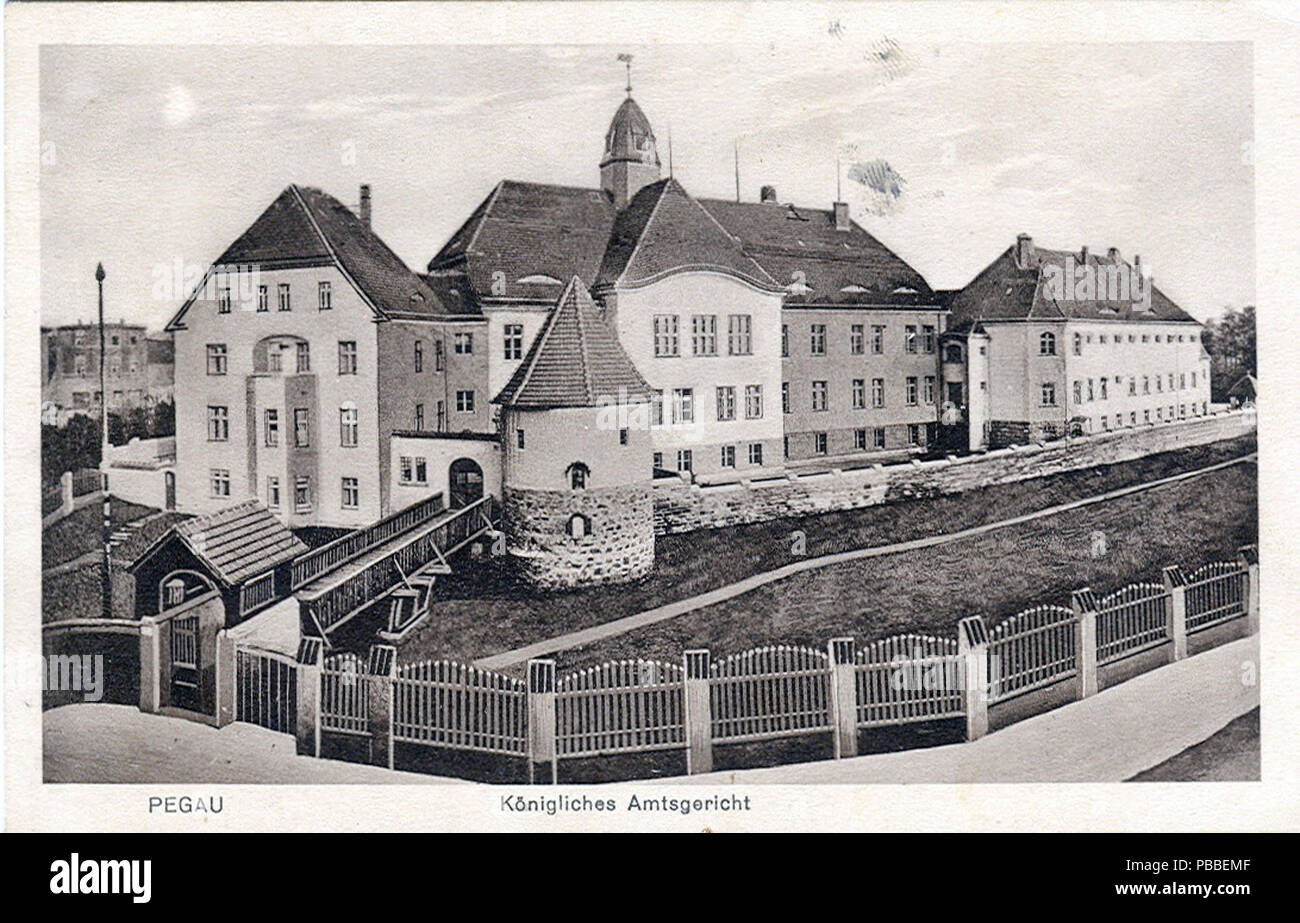 . Postkarte, undatiert ( ca.1914 ). Beschriftung : 'Pegau - Königliches Amtsgericht'. vers 1914 1177 - Amtsgericht Pegau Banque D'Images