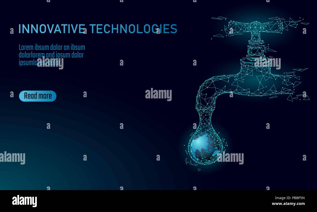 Économiser de l'eau faible concept poly. Planète écologie triangle polygonale Océan mer bannière de sécurité. Touchez l'eau Fuite goutte fixer la nature des soins de l'environnement mondial journée mondiale vector illustration Illustration de Vecteur