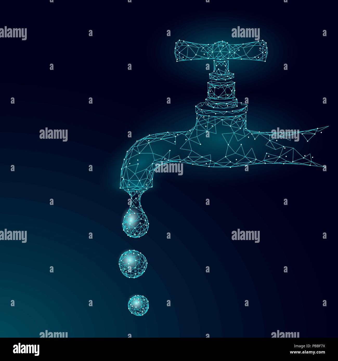 Économiser de l'eau faible concept poly. Planète écologie triangle polygonale Océan mer bannière de sécurité. Touchez l'eau Fuite goutte fixer la nature des soins de l'environnement mondial journée mondiale vector illustration Illustration de Vecteur