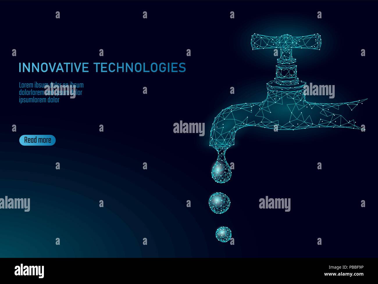 Économiser de l'eau faible concept poly. Planète écologie triangle polygonale Océan mer bannière de sécurité. Touchez l'eau Fuite goutte fixer la nature des soins de l'environnement mondial journée mondiale vector illustration Illustration de Vecteur
