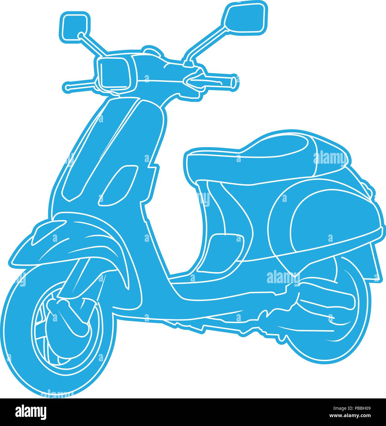 Blue Retro scooter cyclomoteur - Illustration de Vecteur