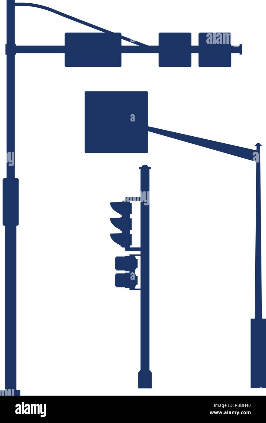 Silhouette de feux de circulation sur perche - signal poster Illustration de Vecteur