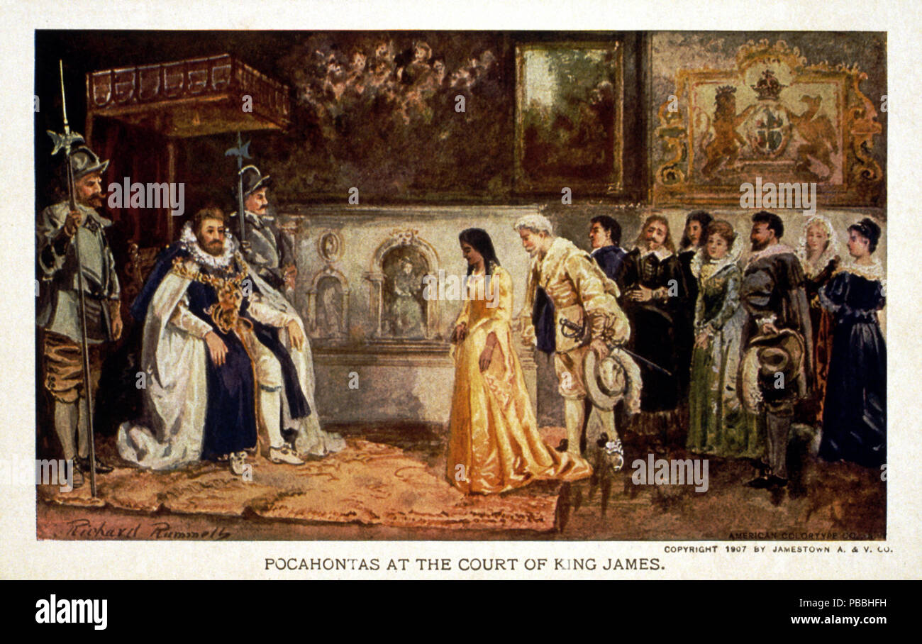 1207 Pocahontas à la cour du roi James Banque D'Images