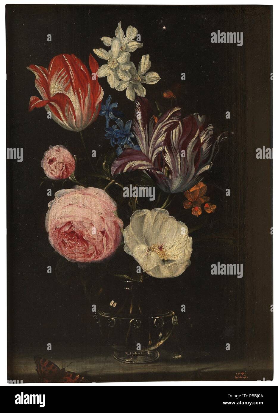 Jan Brueghel el Viejo / "Vase de fleurs". XVII siècle. Huile sur panneau. Musée : Musée du Prado, Madrid, España. Banque D'Images