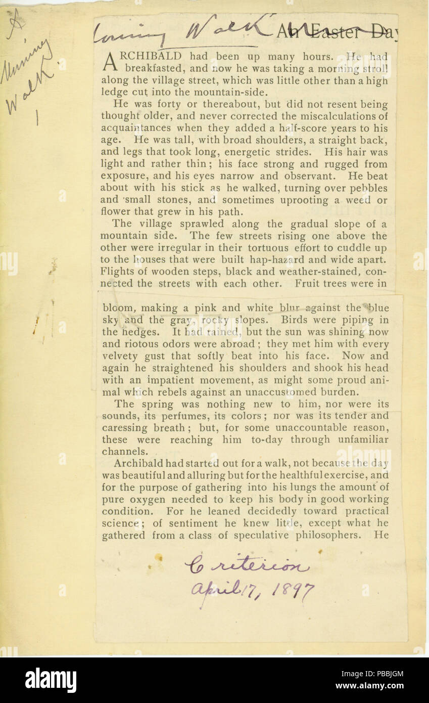 Imprimé 1228 histoire courte, "un matin à pied," par Kate Chopin fromCriterion,Avril 17, 1897 Banque D'Images